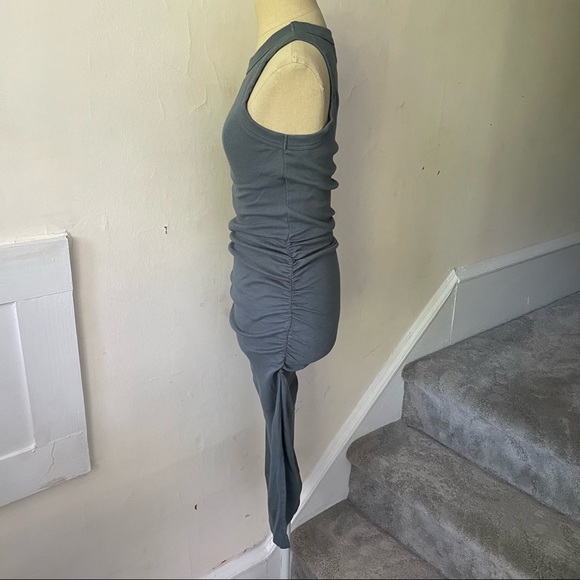 MICHAEL STARS Slate Gray Ruched Rib Knit Jersey Tank Midi Dress EUC Size XS - Picture 6 of 12